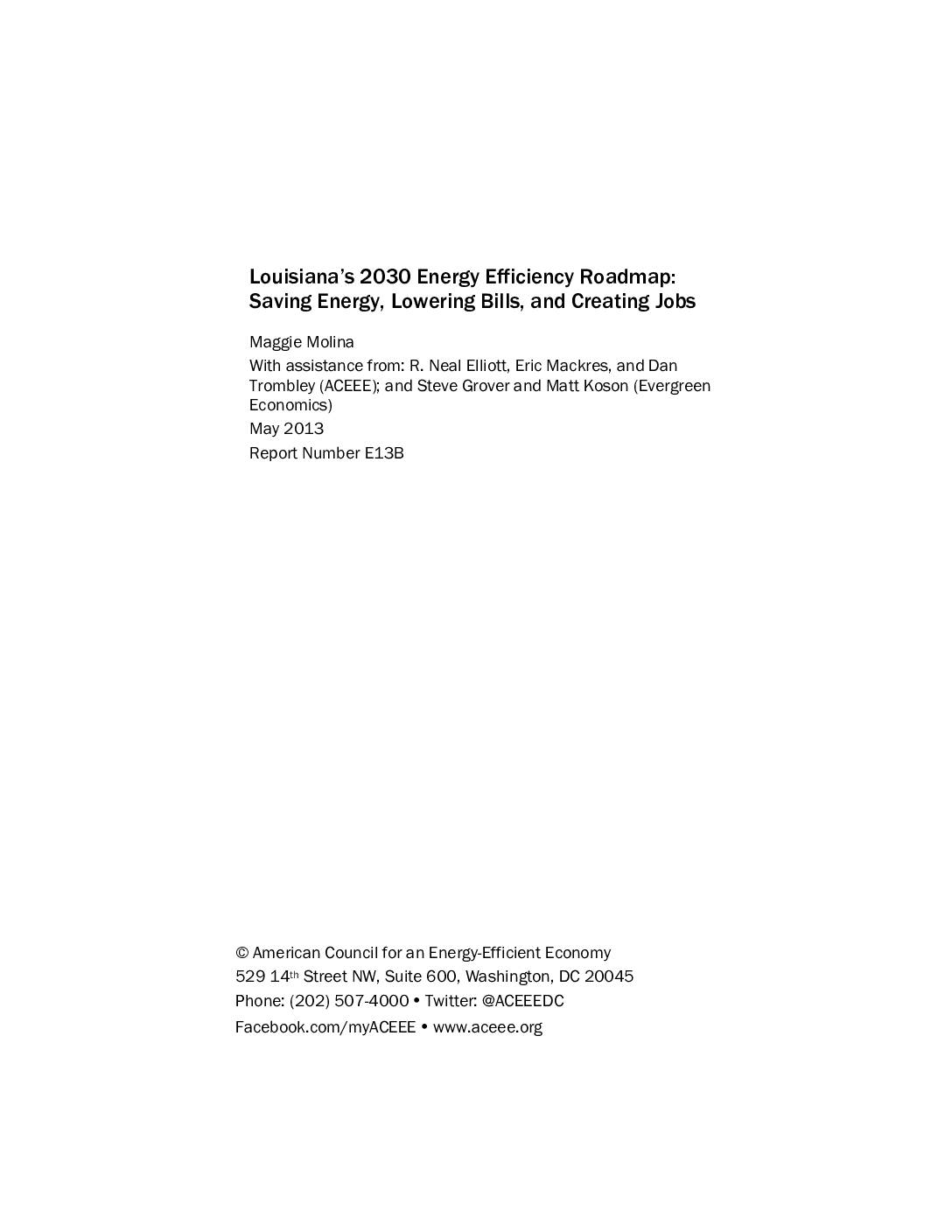 Louisiana’s 2030 Energy Efficiency Roadmap: Saving Energy, Lowering Bills, and Creating Jobs