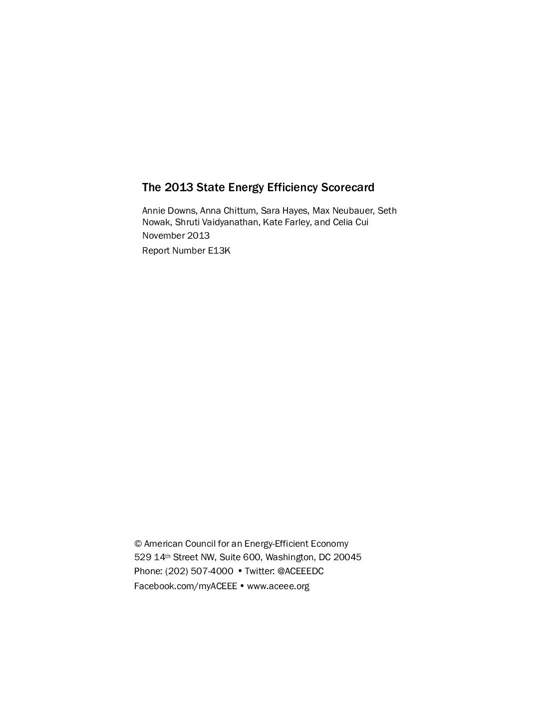 The 2013 State Energy Efficiency Scorecard