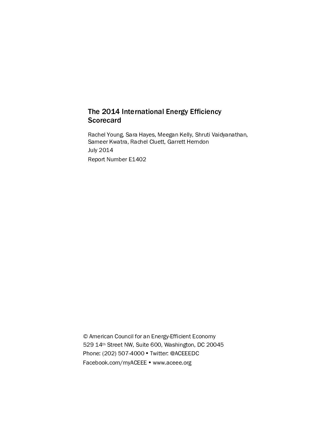 2014 International Energy Efficiency Scorecard