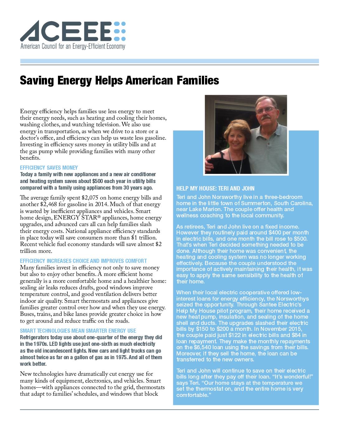 Saving Energy Helps American Families