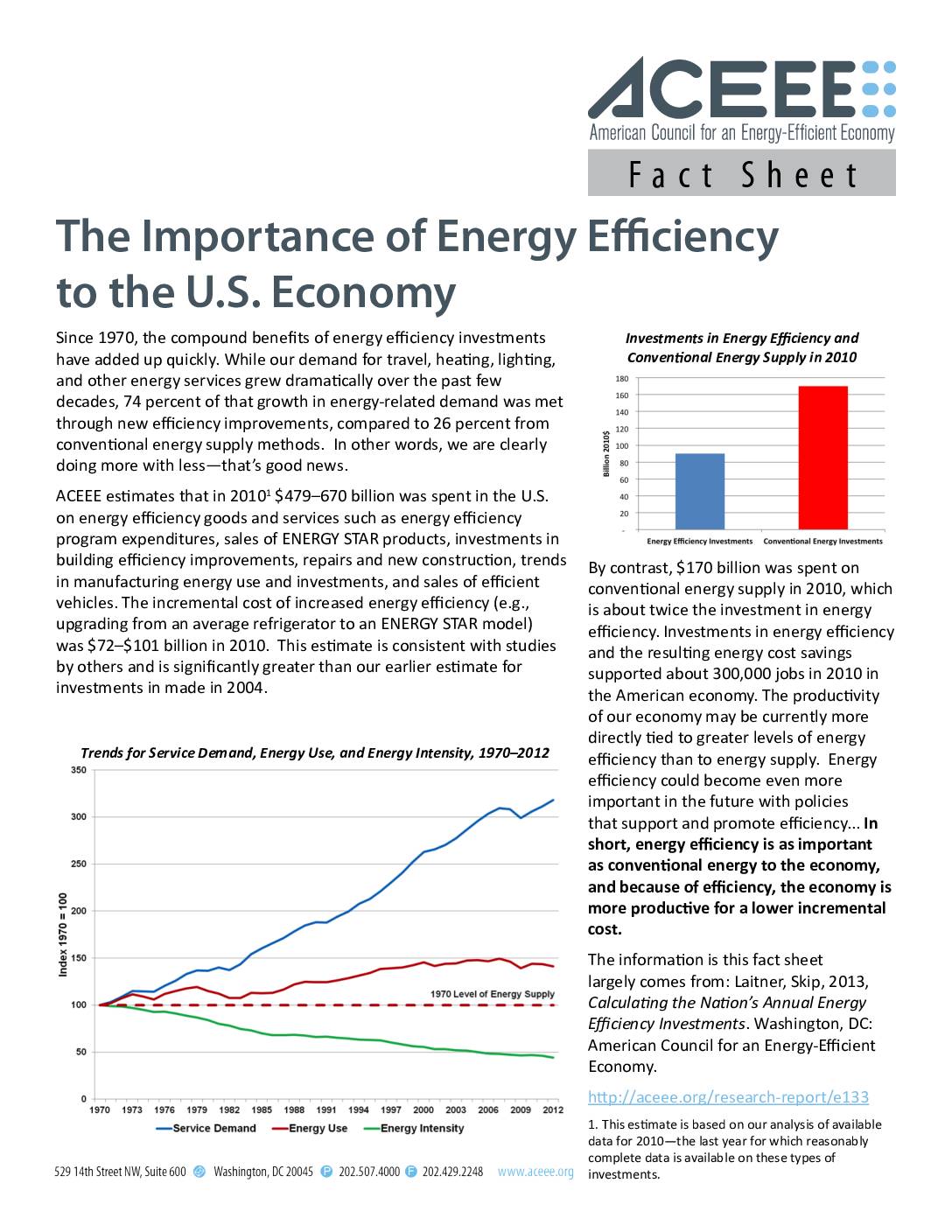 The Importance of Energy Efficiency to the U.S. Economy