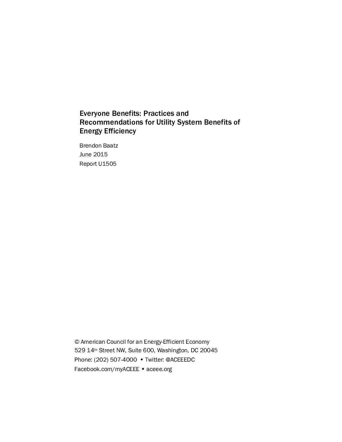Everyone Benefits: Practices and Recommendations for Utility System Benefits of Energy Efficiency