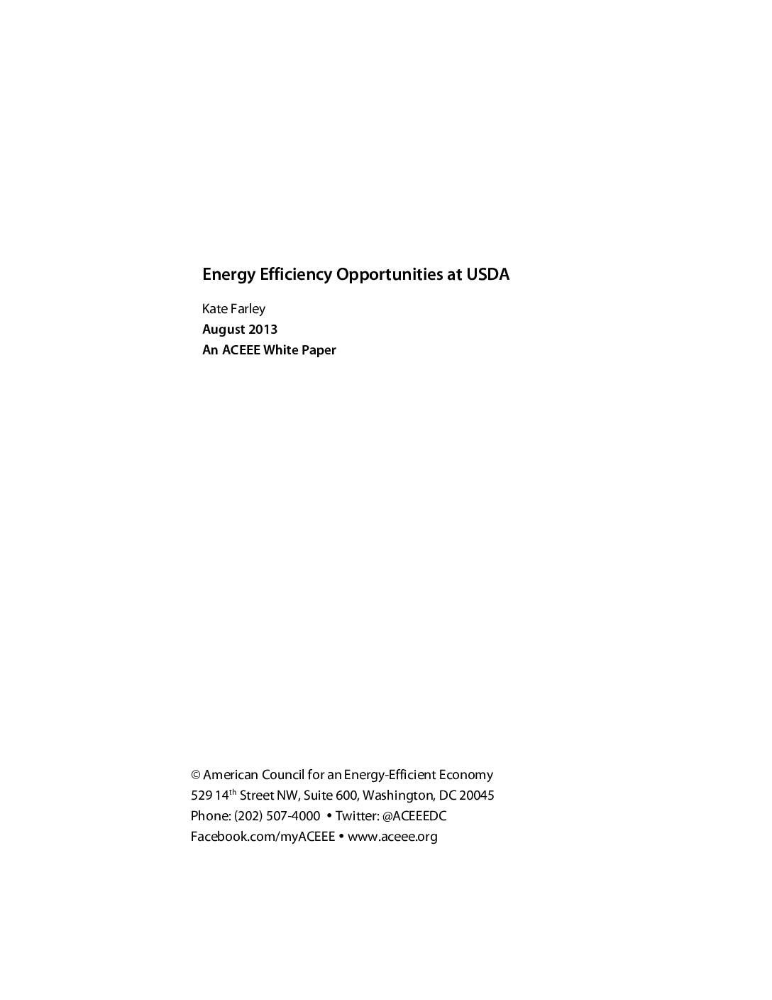 Energy Efficiency Opportunities at USDA