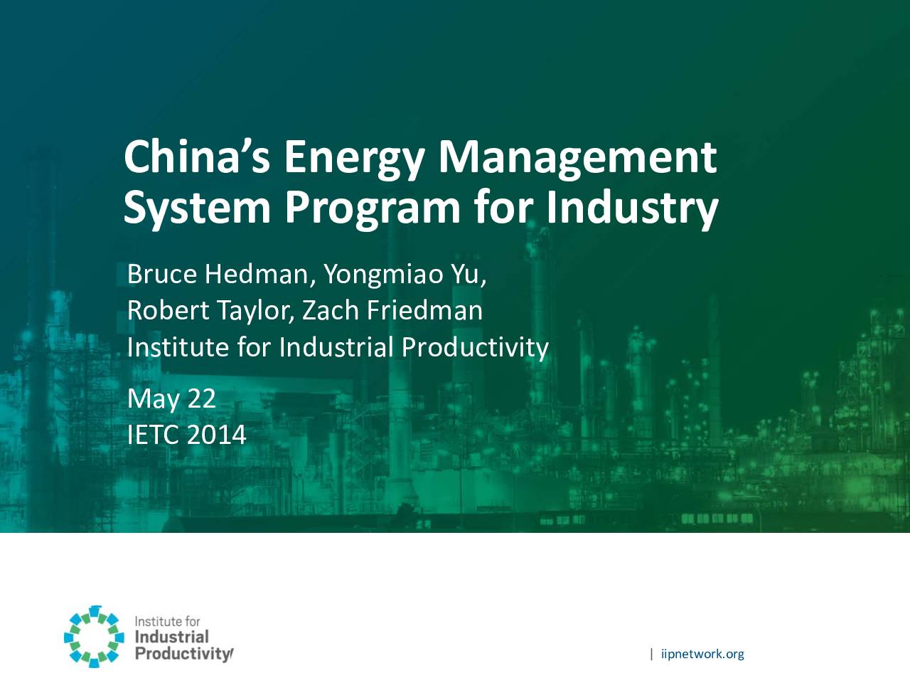 China’s Energy Management System Program for Industry