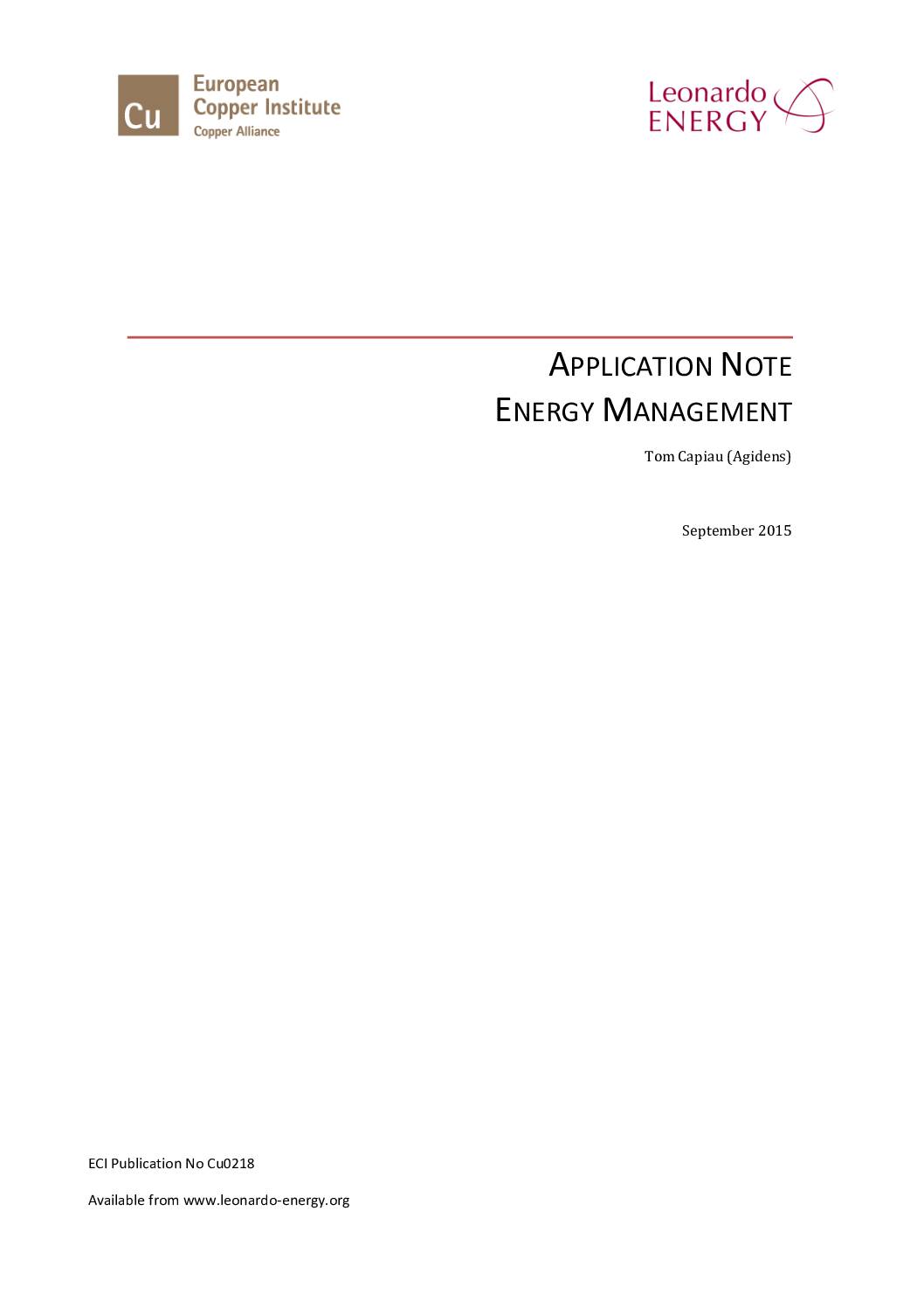 Application Note: Energy Management