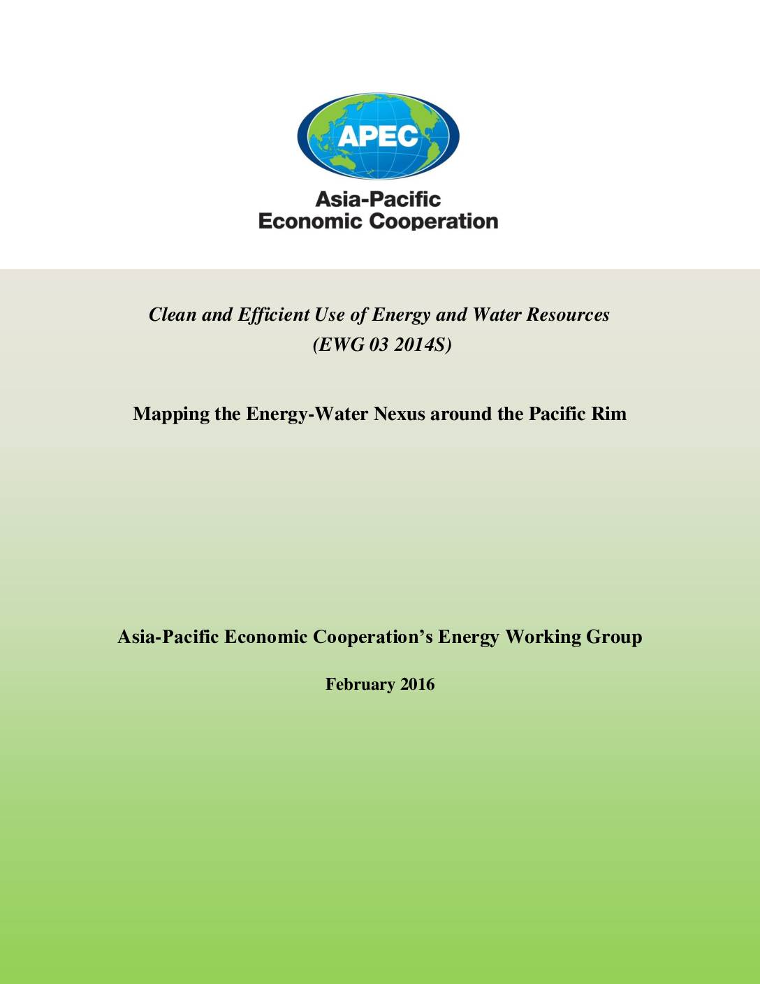 Clean and Efficient Use of Energy and Water Resources – Mapping the Energy-Water Nexus around the Pacific Rim
