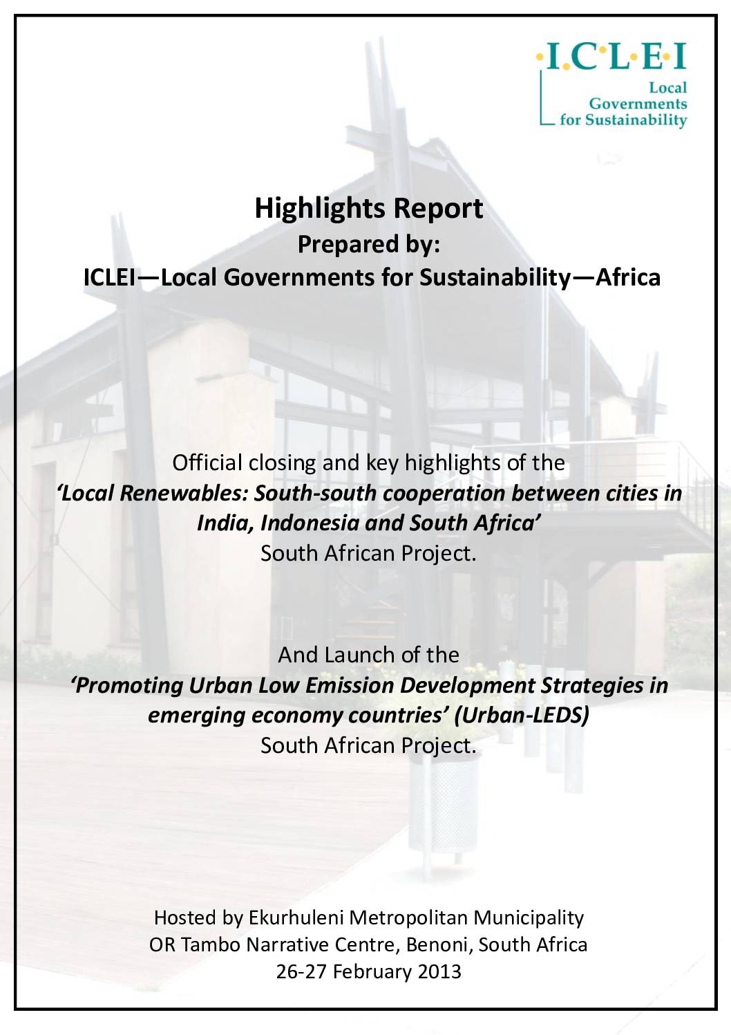 Local Governments for Sustainability Highlights Report – Africa