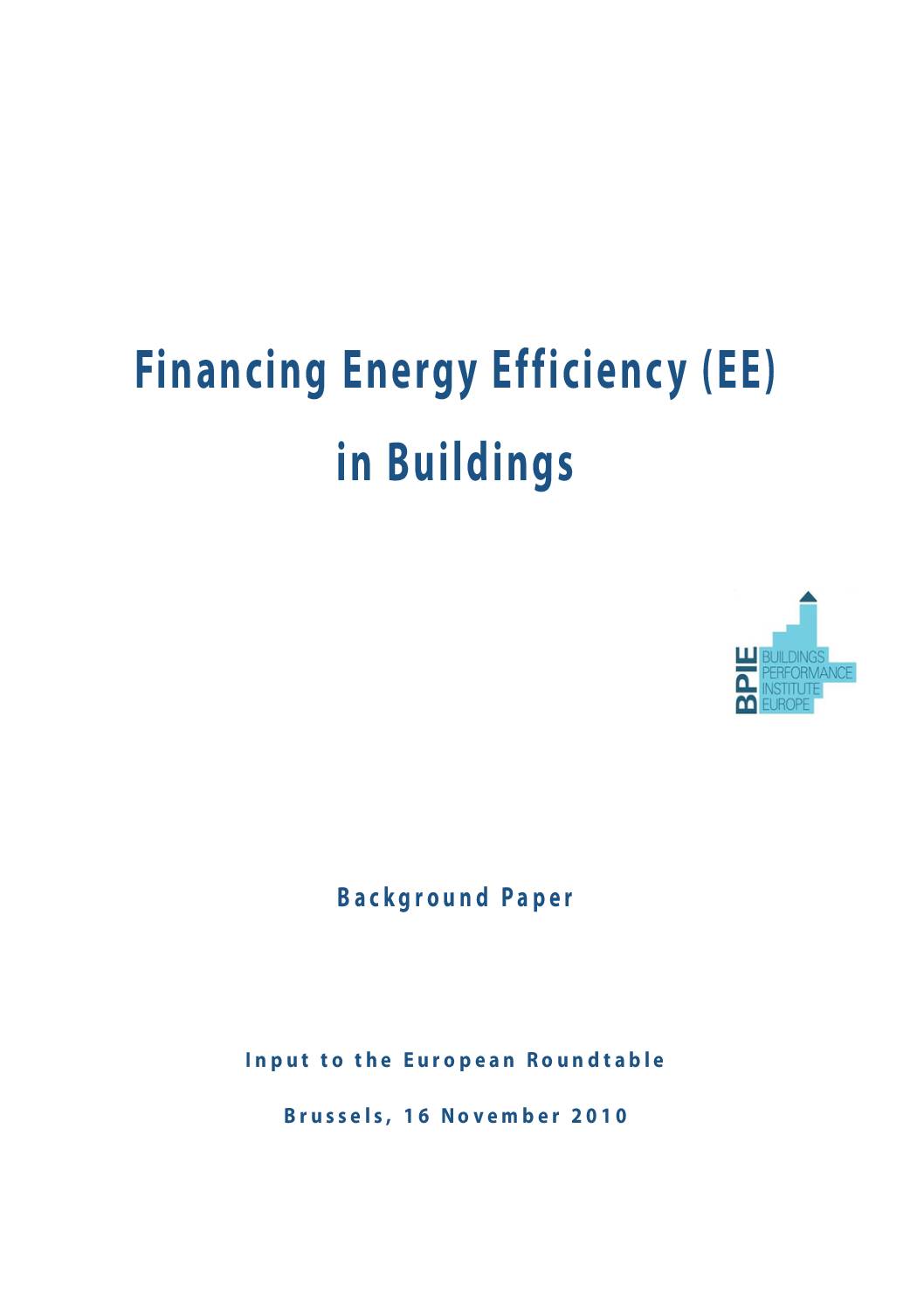 Financing Energy Efficiency (EE) in Buildings