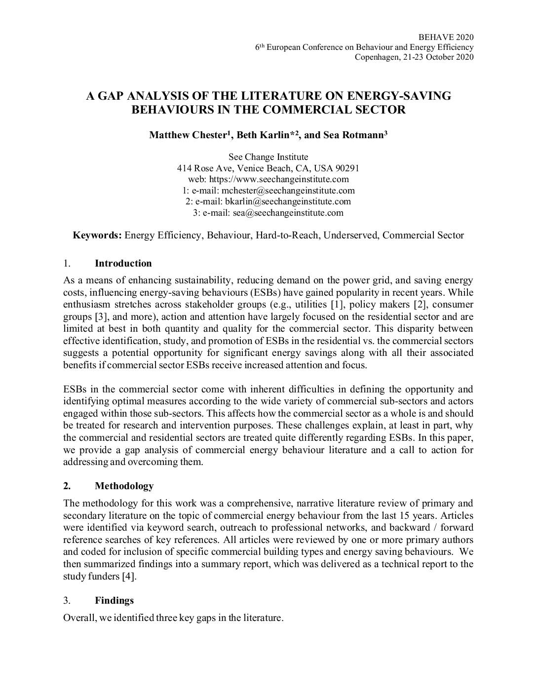 A gap analysis of the literature on energy-saving behaviours in the commercial sector