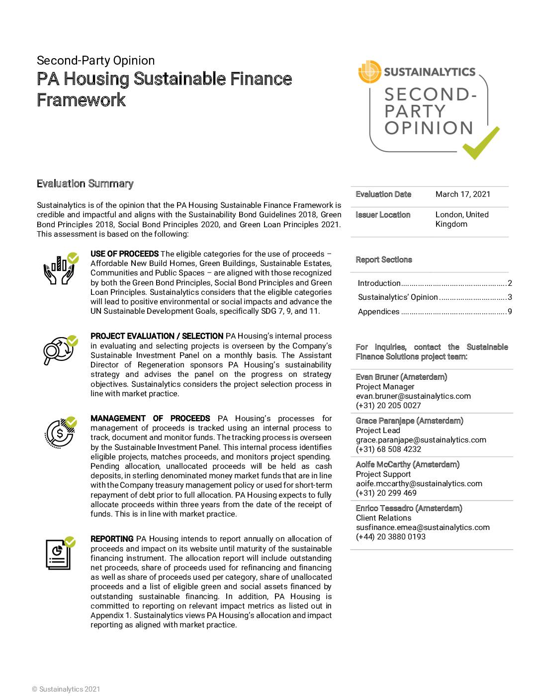 PA Housing Sustainable Finance Framework