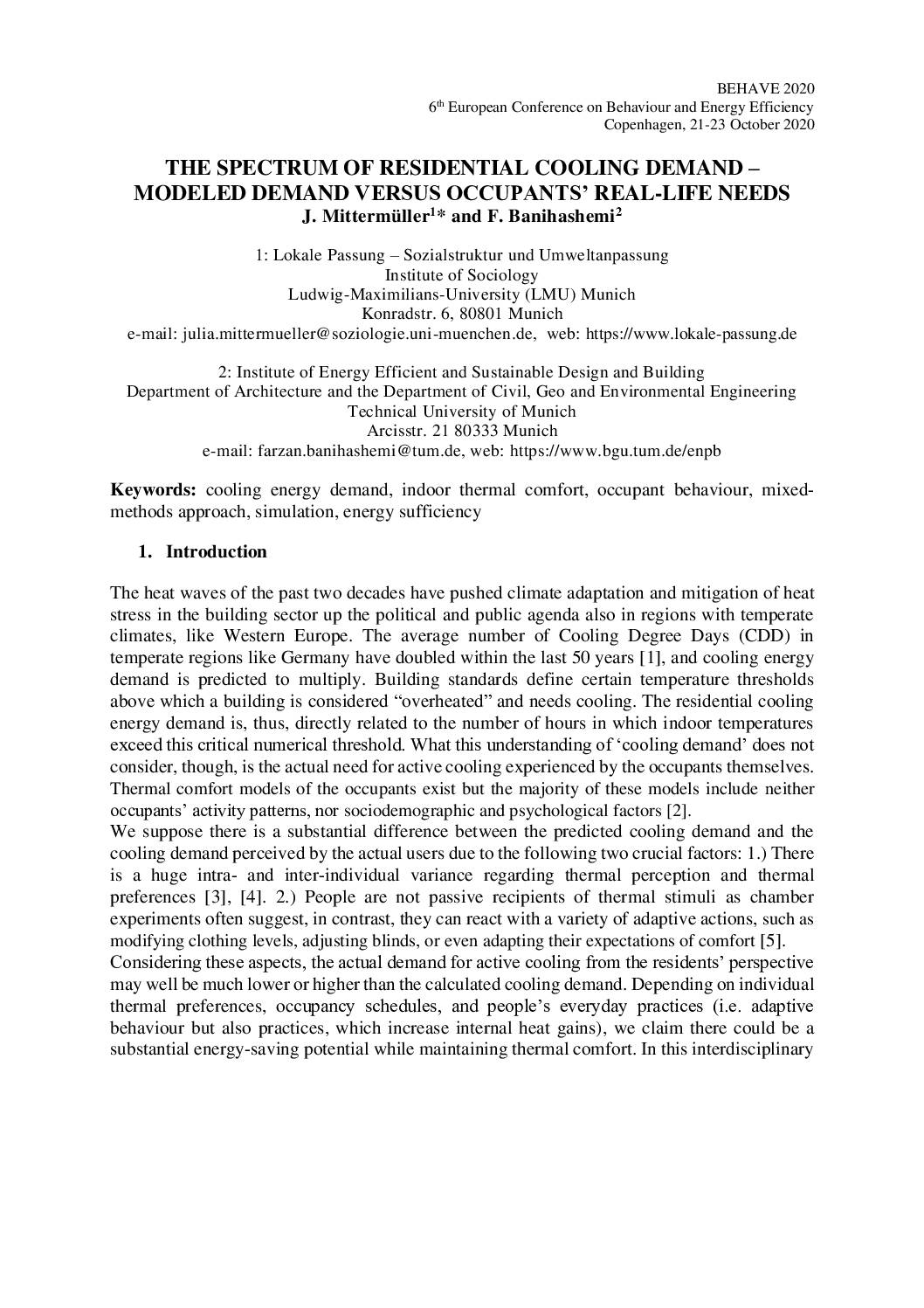 The spectrum of residential cooling demand – modeled demand versus occupants’ real-life needs