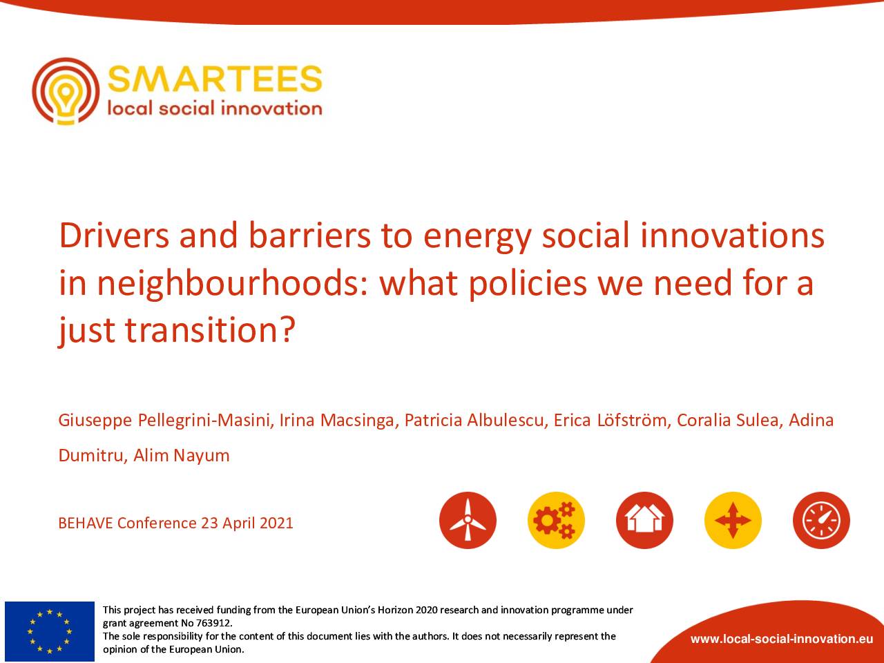 Drivers and barriers to energy social innovations in neighbourhoods: what policies we need for a just transition