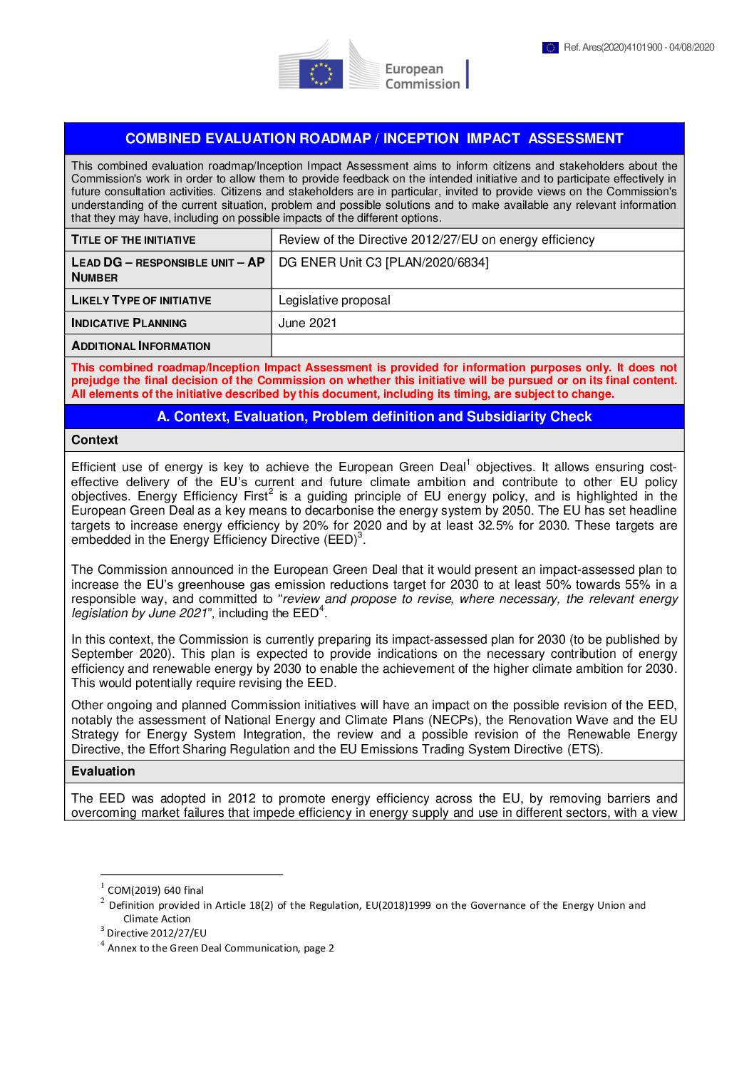 Energy Efficiency and Renewable Energy Directives: Proposals Open for Review