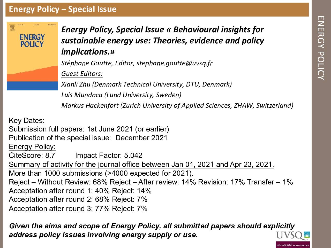 Process and Procedures of the Energy Policy Special Issue