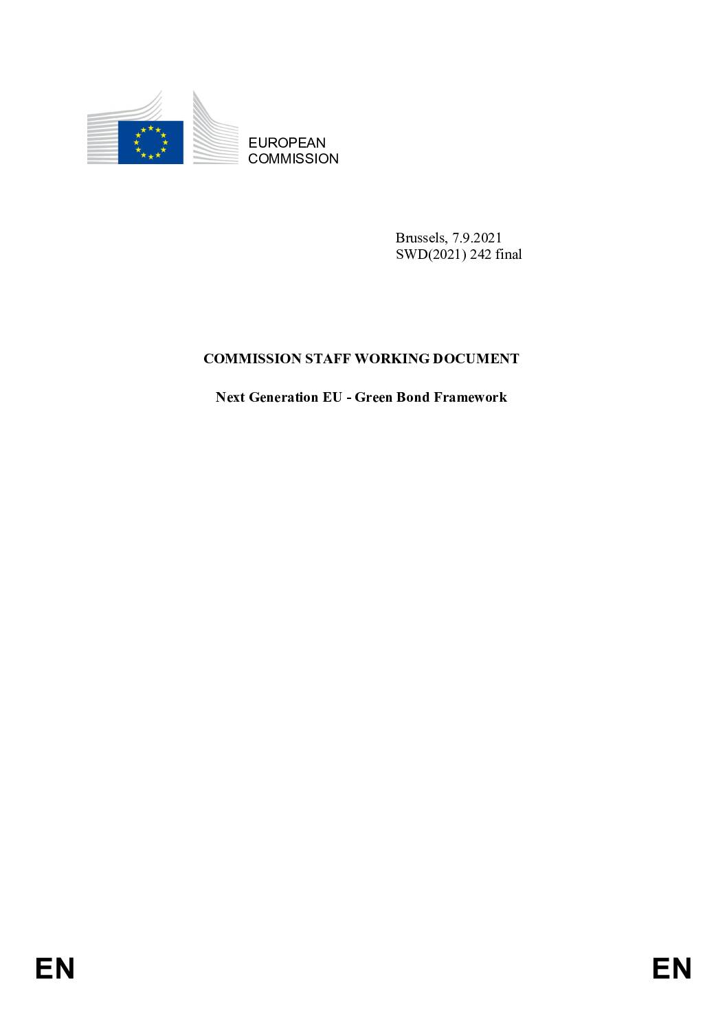 Commission Staff Working Document: Next Generation EU – Green Bond Framework