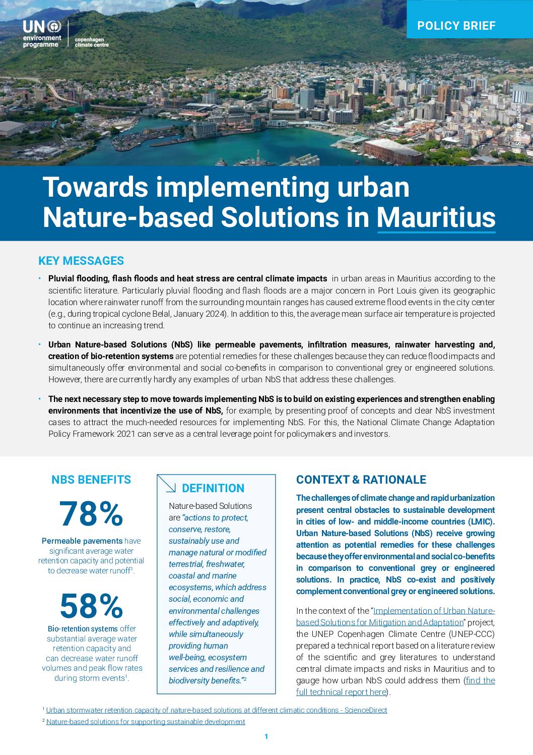 Towards Implementing Nature-Based Solutions in Mauritius
