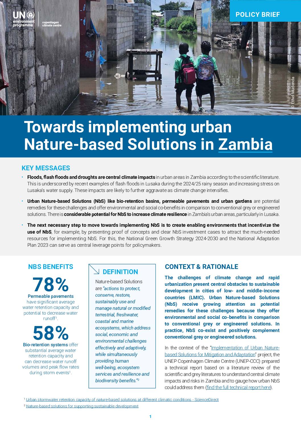 Towards implementing urban Nature-based Solutions in Zambia